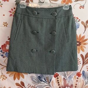 NWT Ann Taylor LOFT Green Black White Fall Winter City Preppy Mini Skirt